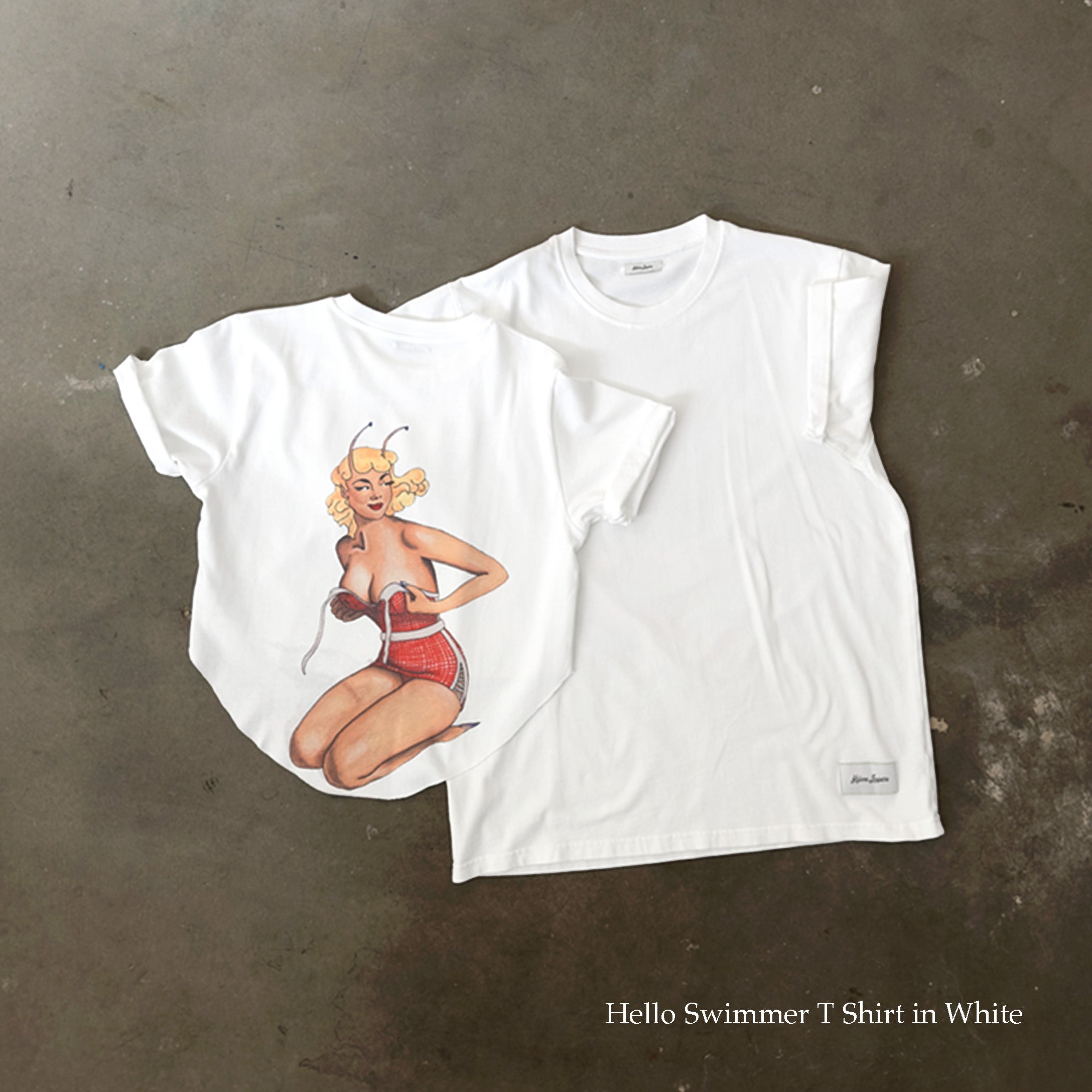 Hello Swimmer T Shirt in White