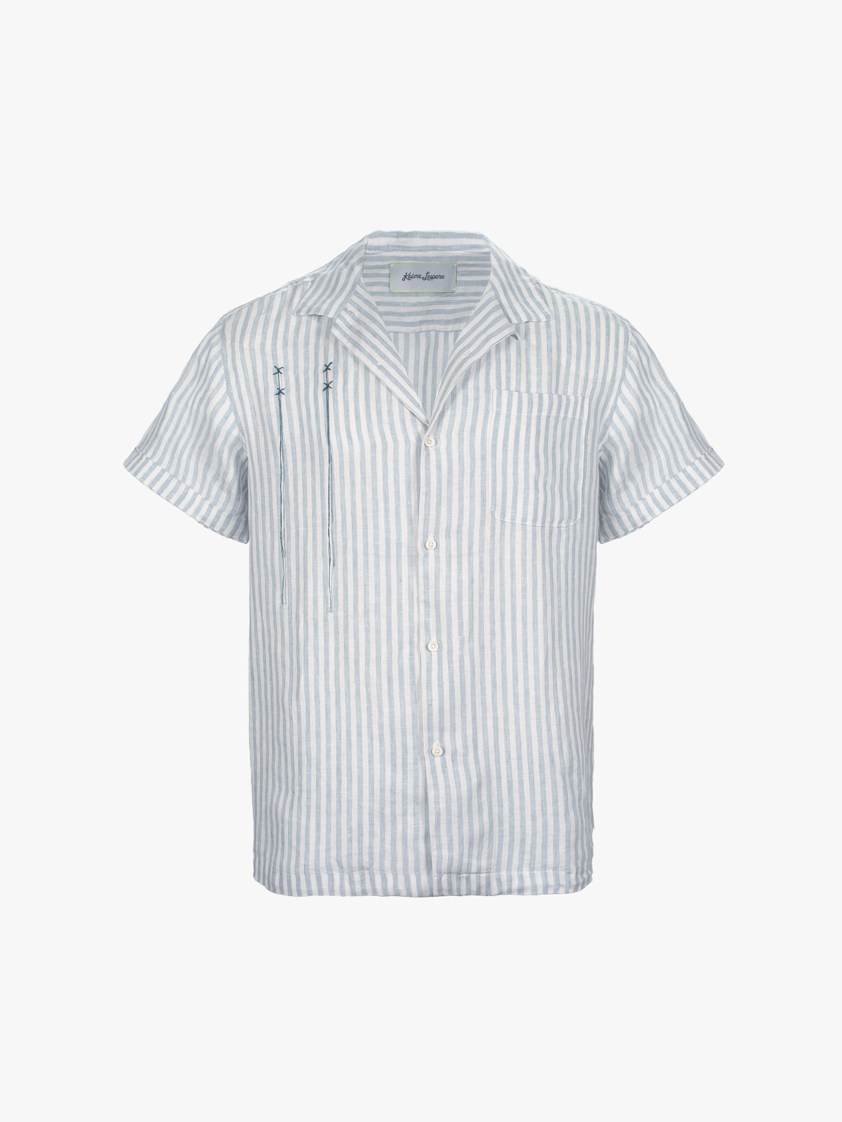 The Vacation Daddy Camp Collar Shirt in Stripe Linen