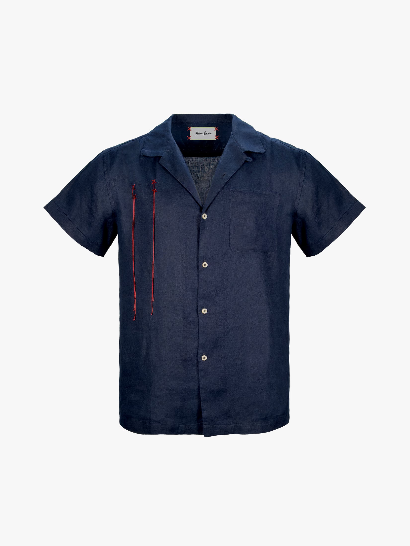 The Vacation Daddy Camp Collar Shirt in Navy Linen