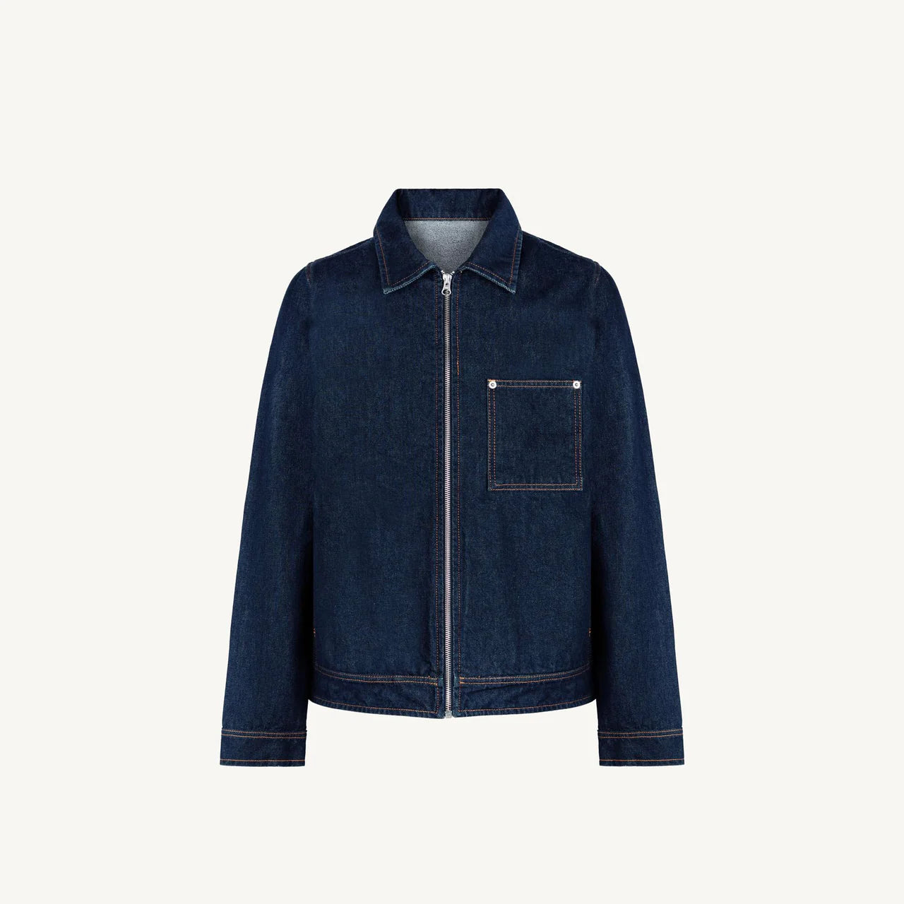 Scratch Patch Pocket Denim Jacket in Indigo Rinse