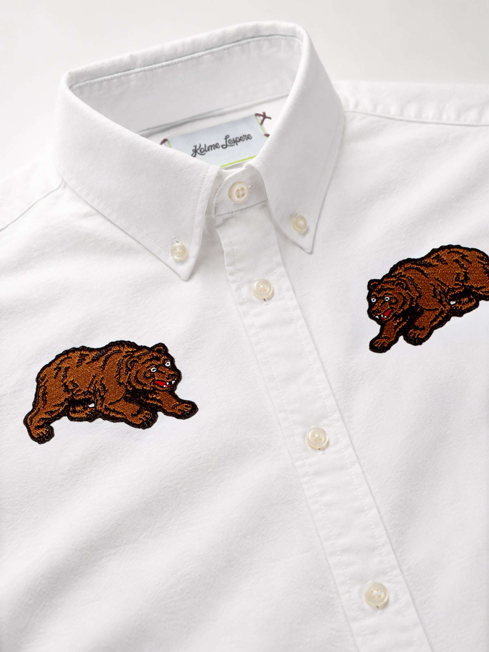 Crawling Bear Oxford Shirt in White